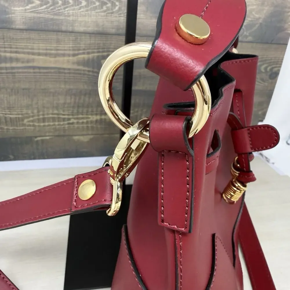 A. Bellucci Bucket Bag Red Leather Drawstring Made in Italy Crossbody Purse